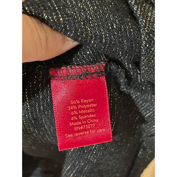 Jennifer Lopez Black Metallic Lightweight Knit Long Sleeve Turtleneck Top XLarge - Picture 4 of 9